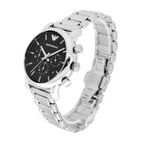 Emporio Armani Chronograph Black Dial Silver Steel Strap Watch For Men - AR1853