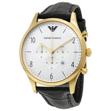 Emporio Armani Classic Chronograph White Dial Black Leather Strap Watch For Men - AR1892