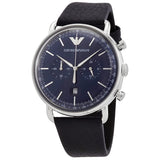 Emporio Armani Aviator Blue Dial Blue Leather Strap Watch For Men - AR11105