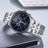 Citizen Eco Drive Chronograph Blue Dial Silver Steel Strap Watch For Men - AT2140-55L