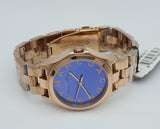 Marc Jacobs Henry Blue Dial Rose Gold Stainless Steel Strap Watch for Women - MBM3213