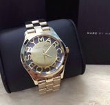 Marc Jacobs Henry Transparent Gold Dial Gold Stainless Steel Strap Watch for Women - MBM3206