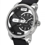 Diesel Mini Daddy Black Silver Dial Black Leather Strap Watch For Men - DZ7307