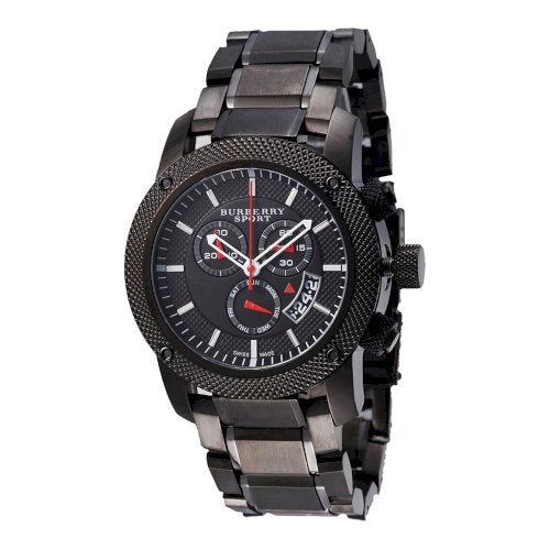 Burberry Sport Chronograph Black Dial Black Steel Strap Watch for Men - BU7703