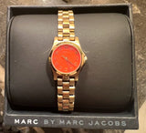 Marc Jacobs Henry Dinky Orange Dial Gold Stainless Steel Strap Watch for Women - MBM3202