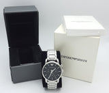 Emporio Armani Chronograph Black Dial Silver Steel Strap Watch For Men - AR1853