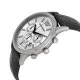 Emporio Armani Classic Chronograph Silver Dial Black Leather Strap Watch For Men - AR2432