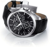 Tissot T Classic Couturier Chronograph Black Dial Black Leather Strap Watch For Men - T035.617.16.051.00