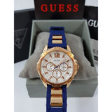 Guess Interpid White & Rose Gold Dial Blue Silicone Strap Watch For Women - W0325L8