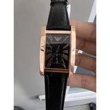 Emporio Armani Classic Black & Rose Gold Dial Black Leather Strap Watch For Men - AR0168