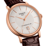 Tissot Carson Premium Powermatic 80 White Dial Brown Leather Strap Watch For Men - T122.407.36.031.00