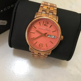 Marc Jacobs Fergus Orange Dial Rose Gold Stainless Steel Strap Watch for Women - MBM8648