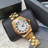 Marc Jacobs Rivera White Dial Yellow Gold Strap Watch for Women - MBM3137