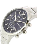 Emporio Armani Renato Chronograph Blue Dial Silver Steel Strap Watch For Men - AR11164