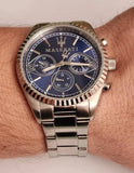 Maserati Competizione Chronograph Blue Dial Silver Steel Strap Watch For Men - R8853100013