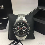 Hugo Boss Allure Chronograph Black Dial Silver Steel Strap Watch for Men - 1513922