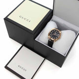 Gucci GG2570 Quartz Black Dial Black Leather Strap Watch For Women - YA142407