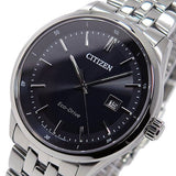 Citizen Eco Drive Black Dial Silver Steel Strap Watch For Men - BM7250-56E