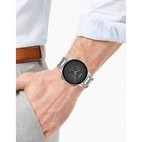 Hugo Boss Peak Black Dial Silver Steel Strap Watch for Men - 1513762