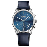 Hugo Boss Time One Blue Dial Black Leather Strap Watch for Men - 1513431