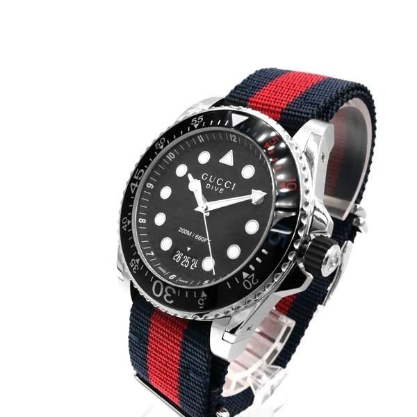 Gucci Dive Black Dial Red & Blue Nylon Strap Watch For Men - YA136210