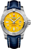 Breitling Avenger II Seawolf Yellow Dial Blue Leather Strap 45mm Mens Watch - A1733110/I519/112X