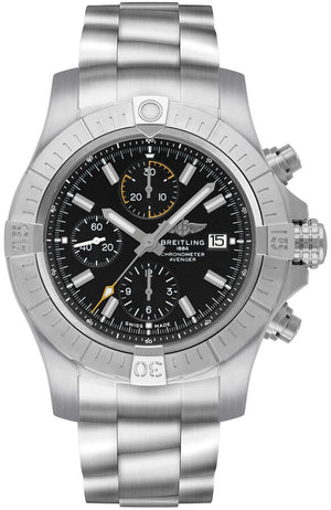 Breitling Avenger Chronograph 45mm Black Dial Silver Steel Strap Watch for Men - A13317101B1A1