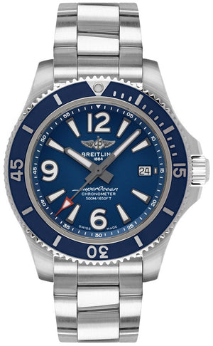 Breitling Superocean Automatic 42mm Blue Dial Silver Steel Strap Watch for Men - A17366D81C1A1