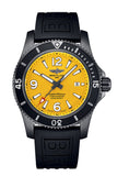 Breitling Superocean Automatic 46mm Yellow Dial Black Rubber Strap Watch for Men - M17368D71I1S1