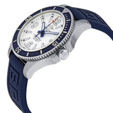 Breitling Superocean II Automatic 42mm White Dial Blue Rubber Strap Watch for Men - A17366D81A1S2