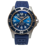 Breitling Superocean II 44mm Blue Dial Blue Rubber Strap Watch for Men - A17392D8/C910/158S/A20SS.1