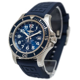 Breitling Superocean II 44mm Blue Dial Blue Rubber Strap Watch for Men - A17392D8/C910/158S/A20SS.1