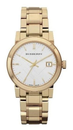 Burberry The City White Dial Gold Steel Strap Watch for Women
