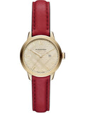Burberry The Classic Gold Dial Red Leather Strap Watch for Women - BU10102