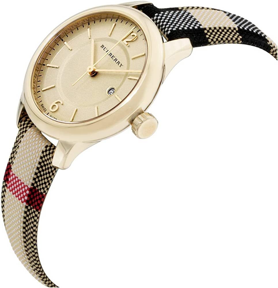Burberry Classic Champagne Dial Horseferry Leather Strap Watch for Women - BU10104