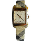 Burberry Nova Gold Tone Square Dial Leather Strap Watch for Women - BU1582