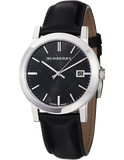 Burberry The City Black Dial Black Leather Strap Watch for Men - BU9009