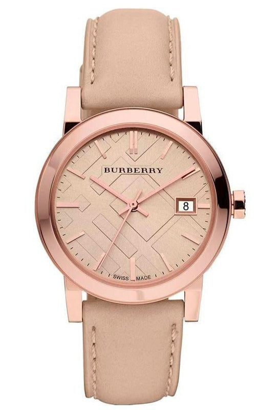 Burberry The City Beige Tan Dial Tan Leather Strap Watch for Women