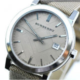 Burberry The City Nova Beige Dial Textured Leather Strap Watch for Women - BU9023