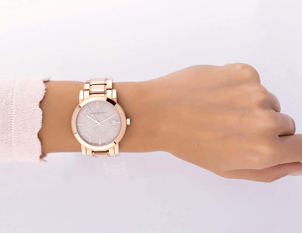 Burberry rose 2025 gold watch womens