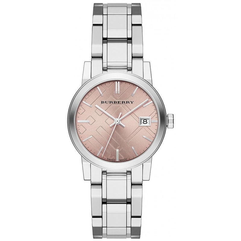 Burberry The City Pink Dial Silver Stainless Steel Strap Watch for Women - BU9124