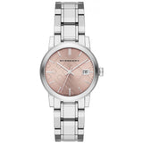 Burberry The City Pink Dial Silver Steel Strap Watch for Women - BU9124
