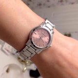 Burberry The City Pink Diamonds Dial Silver Steel Strap Watch for Women - BU9223