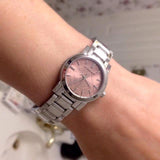 Burberry The City Pink Diamonds Dial Silver Steel Strap Watch for Women - BU9231