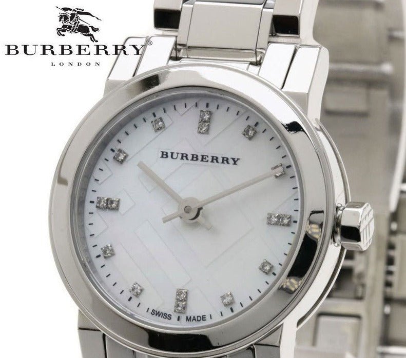 Burberry The City Diamonds Mother of Pearl Dial Silver Steel Strap Watch for Women - BU9224