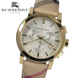 Burberry The City White Dial Haymarket Leather Strap Watch for Women - BU9752