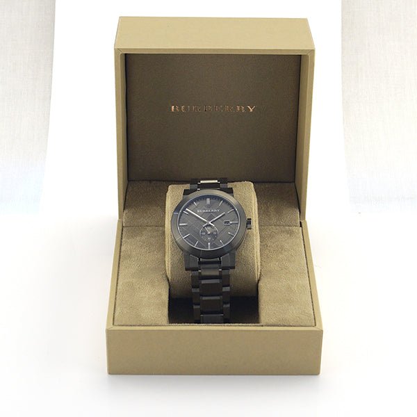 Burberry The City Black Dial Black Stainless Steel Strap Watch for Men - BU9902