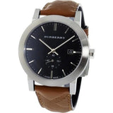 Burberry The City Black Dial Brown Leather Strap Watch for Men - BU9905
