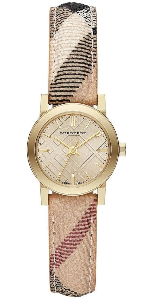 Regnskab defile Vibrere Burberry The City Champagne DIal Haymarket Check Leather Strap Watch for  Women