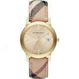 Burberry The City Champagne DIal Haymarket Check Leather Strap Watch for Women - BU9219